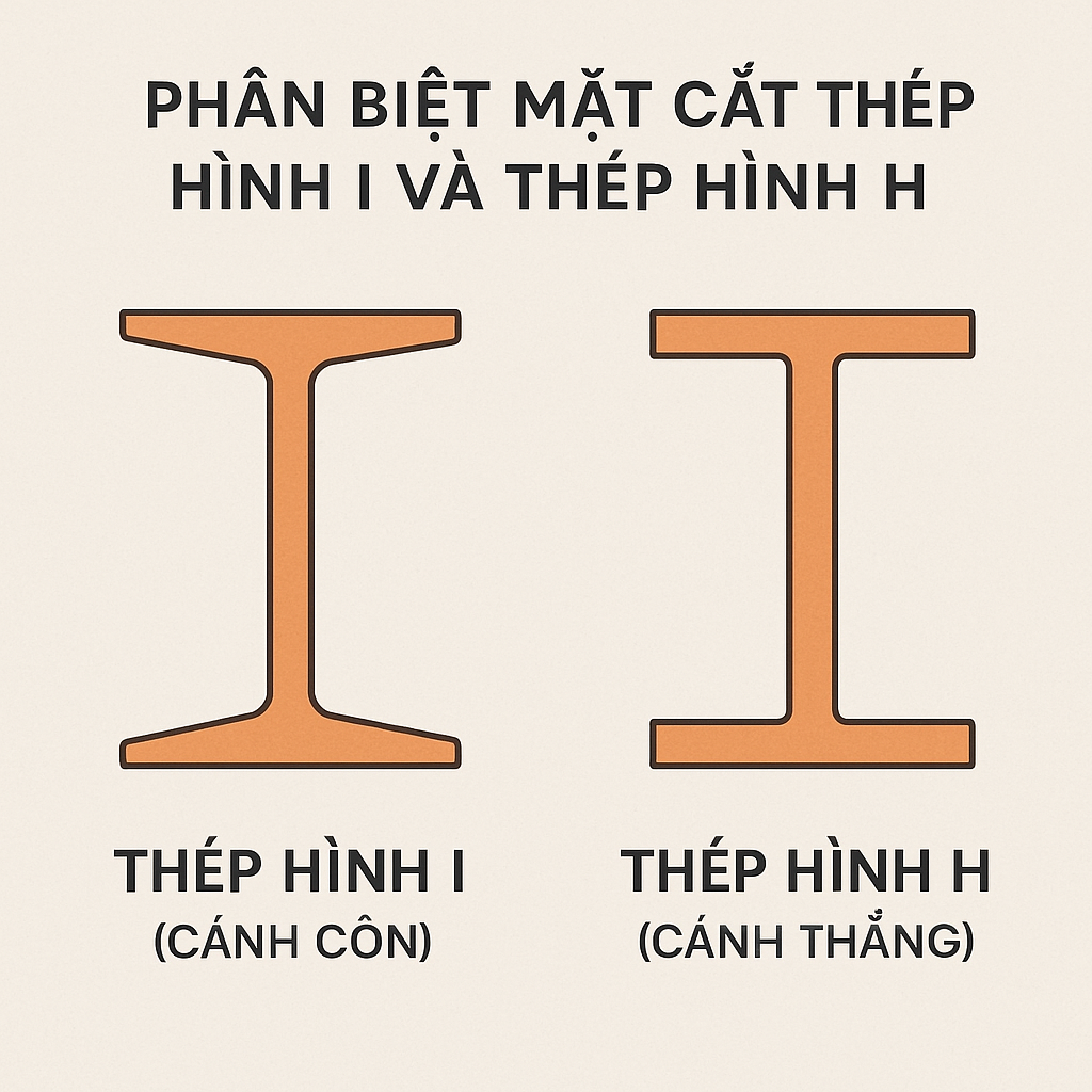 Phân biệt mặt cắt thép hình I và thép hình H