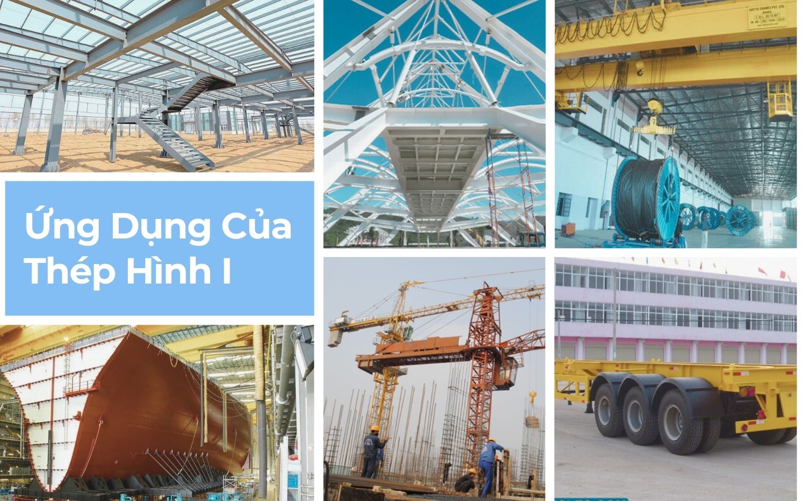 Hình ảnh tổng hợp nhiều ứng dụng khác nhau của thép I